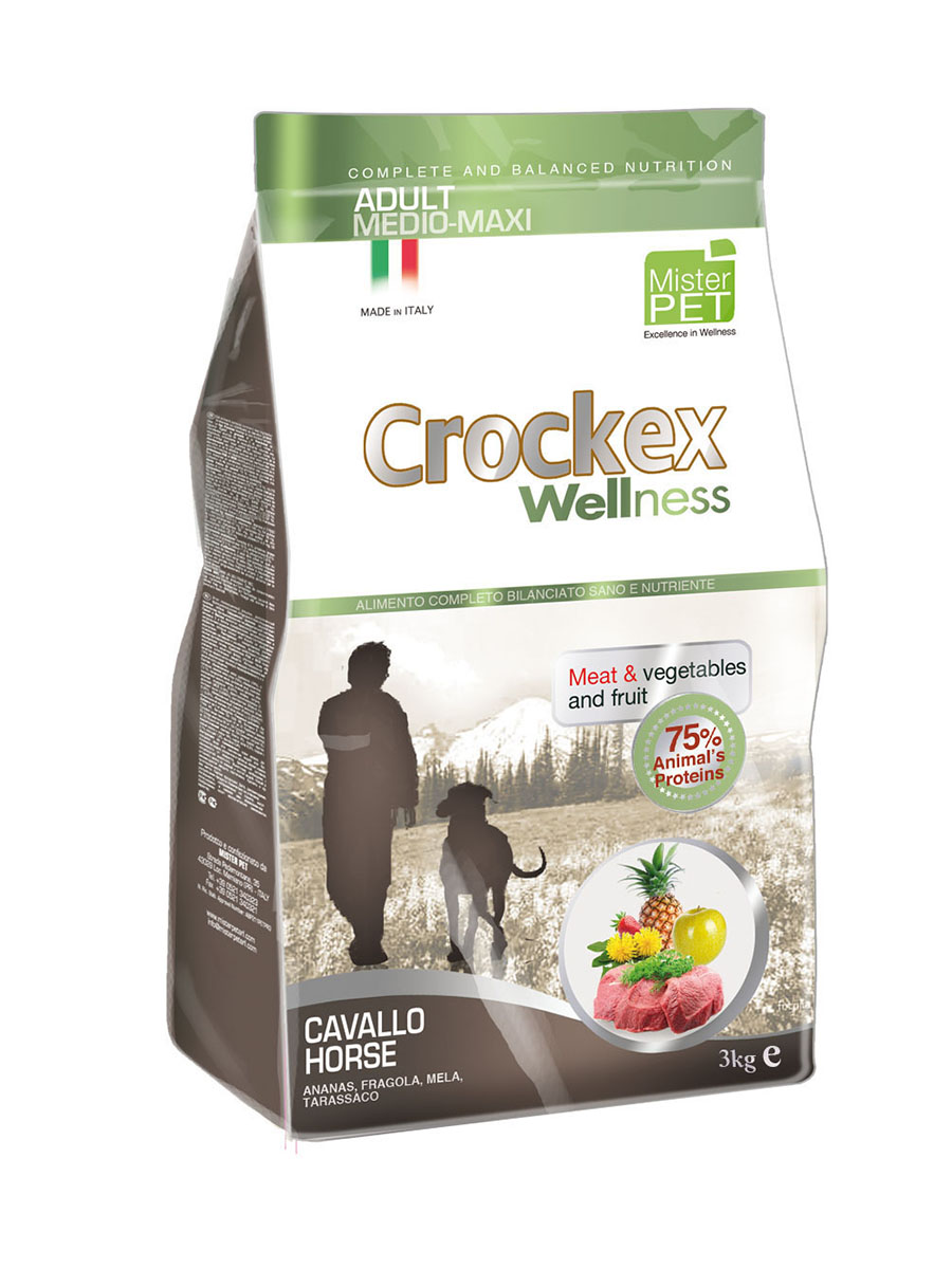 фото Сухой корм для собак crockex wellness adult medio-maxi, конина, рис, 3кг