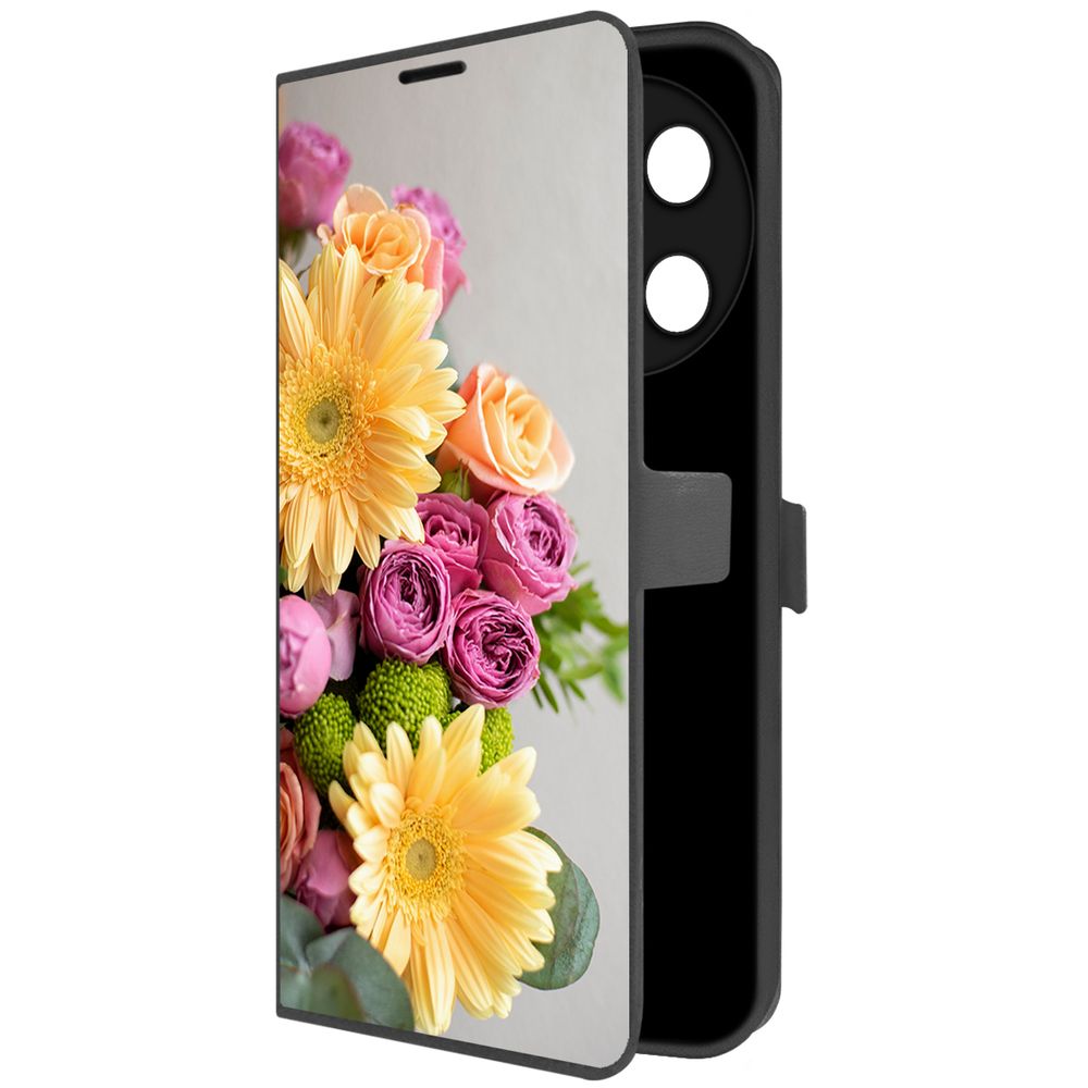 

Чехол-книжка Krutoff Eco Book для TECNO Camon 30 Pro 5G Букет (черный)