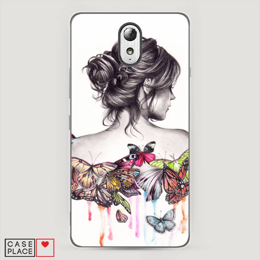 фото Чехол awog "девушка с бабочками" для lenovo vibe p1m