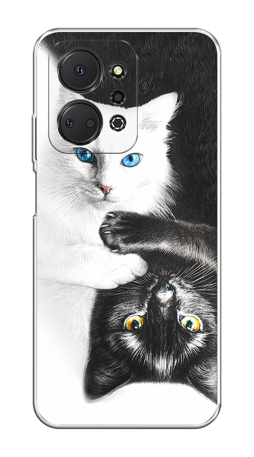 

Чехол на Honor X7A/X7A Plus "Коты Инь-Янь", Черный;белый;голубой, 6120650-1