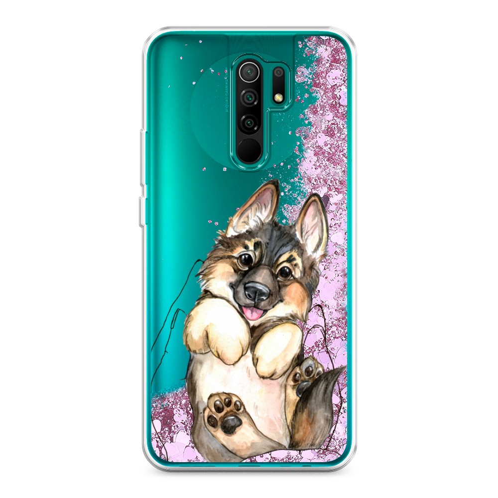 

Жидкий чехол с блестками "Овчарка в ладошках" на Xiaomi Redmi 9, 38394-1