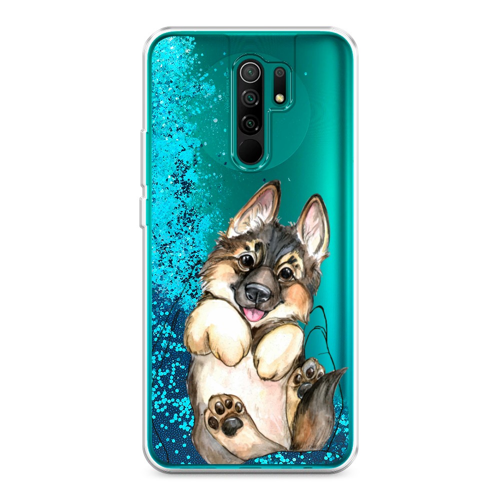 

Жидкий чехол с блестками "Овчарка в ладошках" на Xiaomi Redmi 9, 38393-1