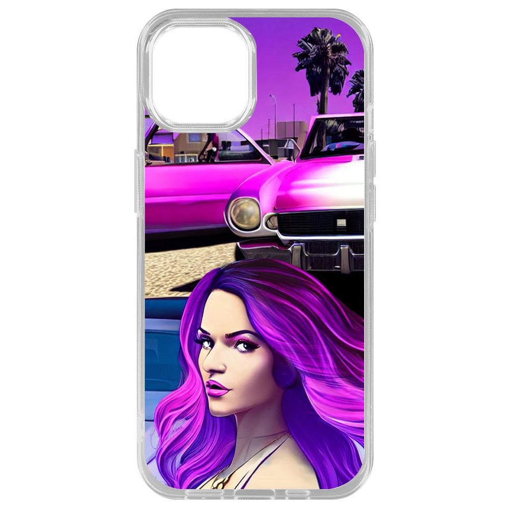

Чехол-накладка Krutoff Clear Case Жизнь в розовом для iPhone 14 Plus, Прозрачный