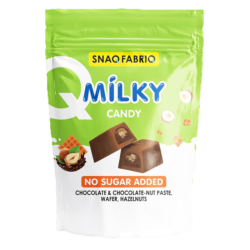 Шоколадные конфеты без сахара SNAQ FABRIQ Milky Candy шоколадная паста-фундук-вафли, 130 г