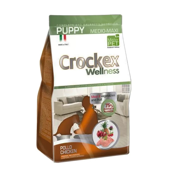 Сухой корм для щенков Crockex Wellness Puppy Medio-Maxi, курица, рис, 3кг