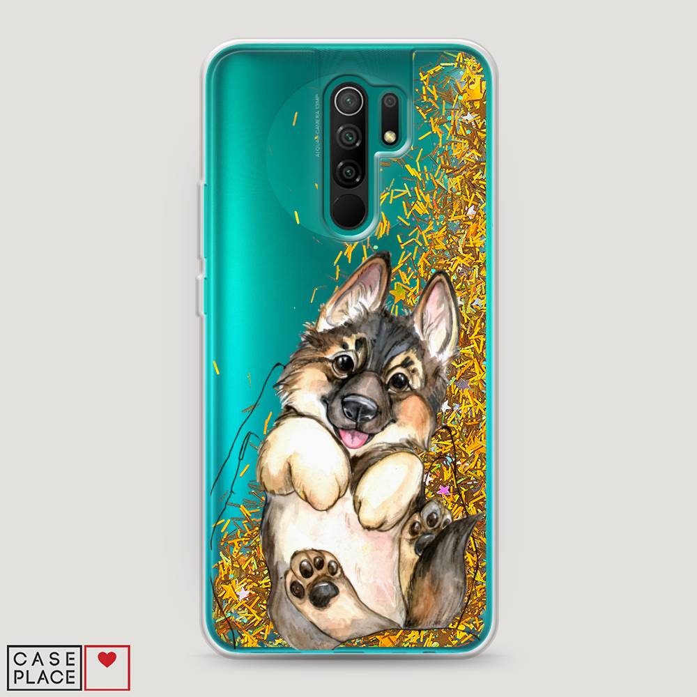

Жидкий чехол с блестками "Овчарка в ладошках" на Xiaomi Redmi 9, 38390-1
