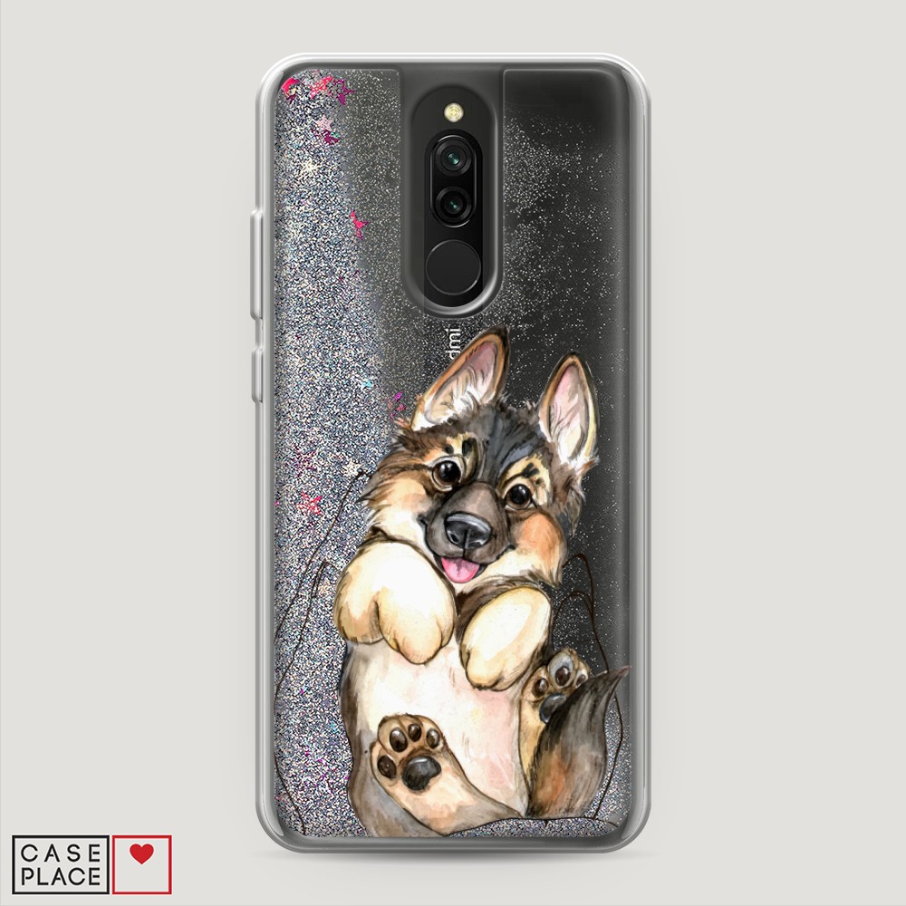 

Жидкий чехол с блестками "Овчарка в ладошках" на Xiaomi Redmi 8, 37191-1