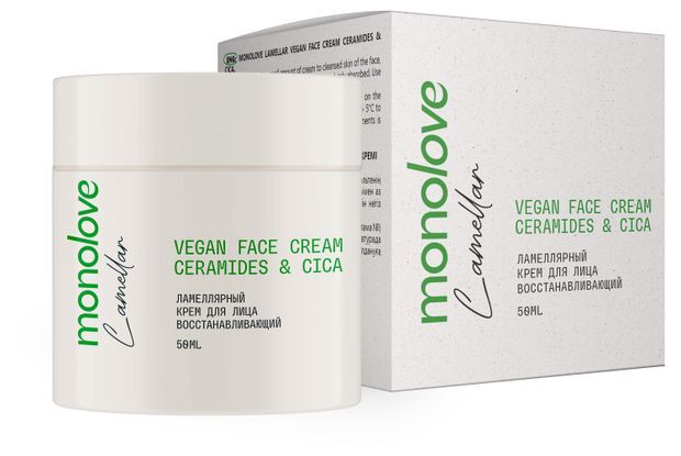 Крем для лица MonoLove Bio Vegan Ceramides & Cica восстанавливающий 50 мл