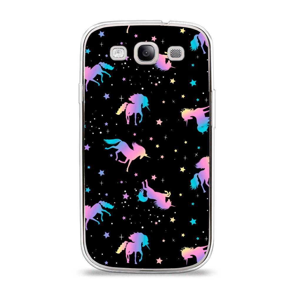 

Чехол на Samsung Galaxy S3 "Единороги градиент", Черный;розовый;голубой, 23750-1