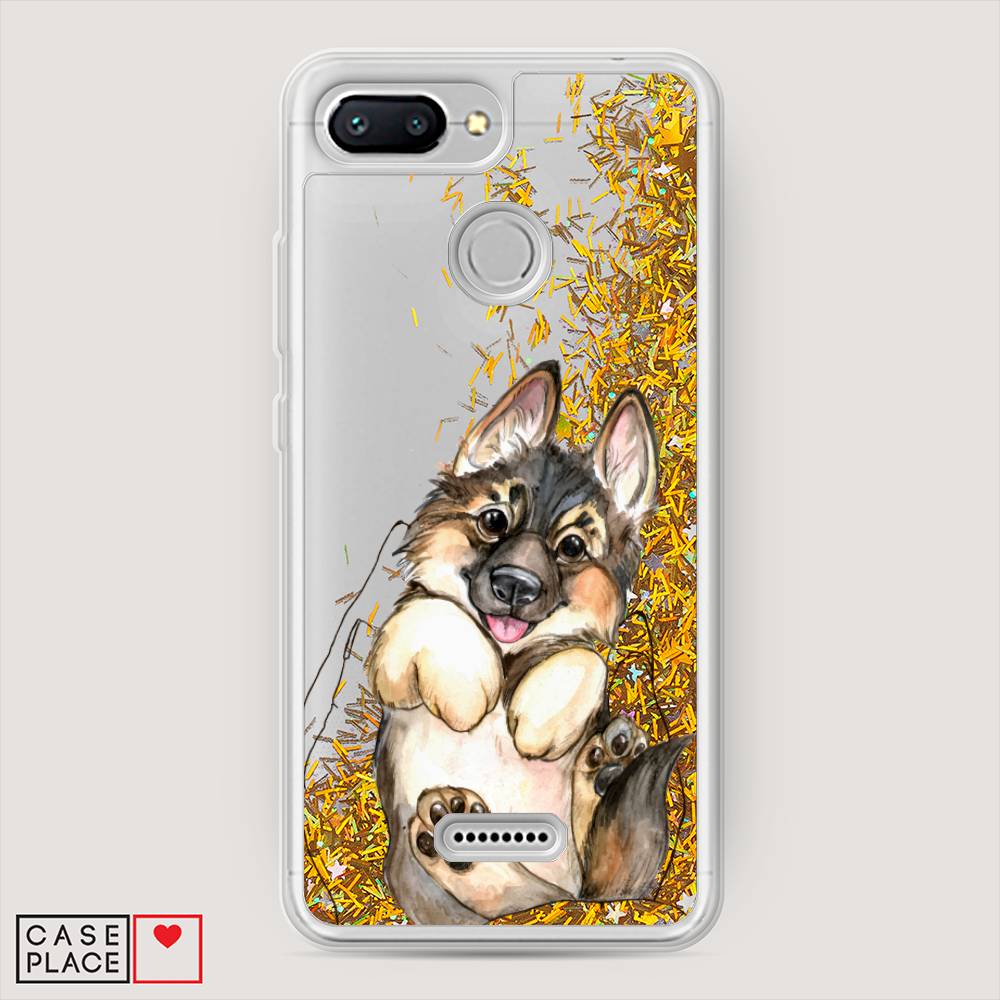 

Жидкий чехол с блестками "Овчарка в ладошках" на Xiaomi Redmi 6, 33890-1