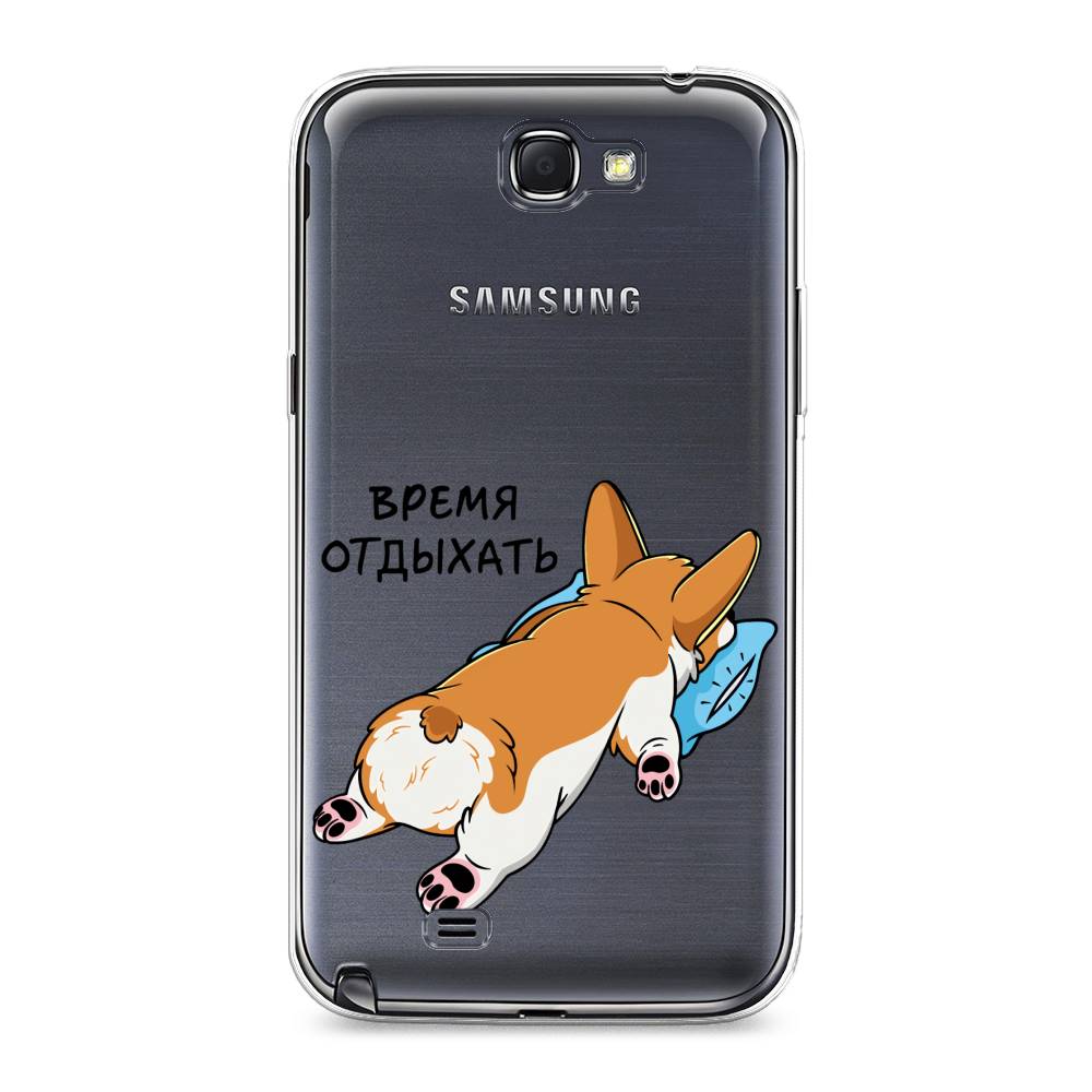 

Чехол на Samsung Galaxy Note 2 "Корги отдыхает", Черный;коричневый;голубой, 23250-1