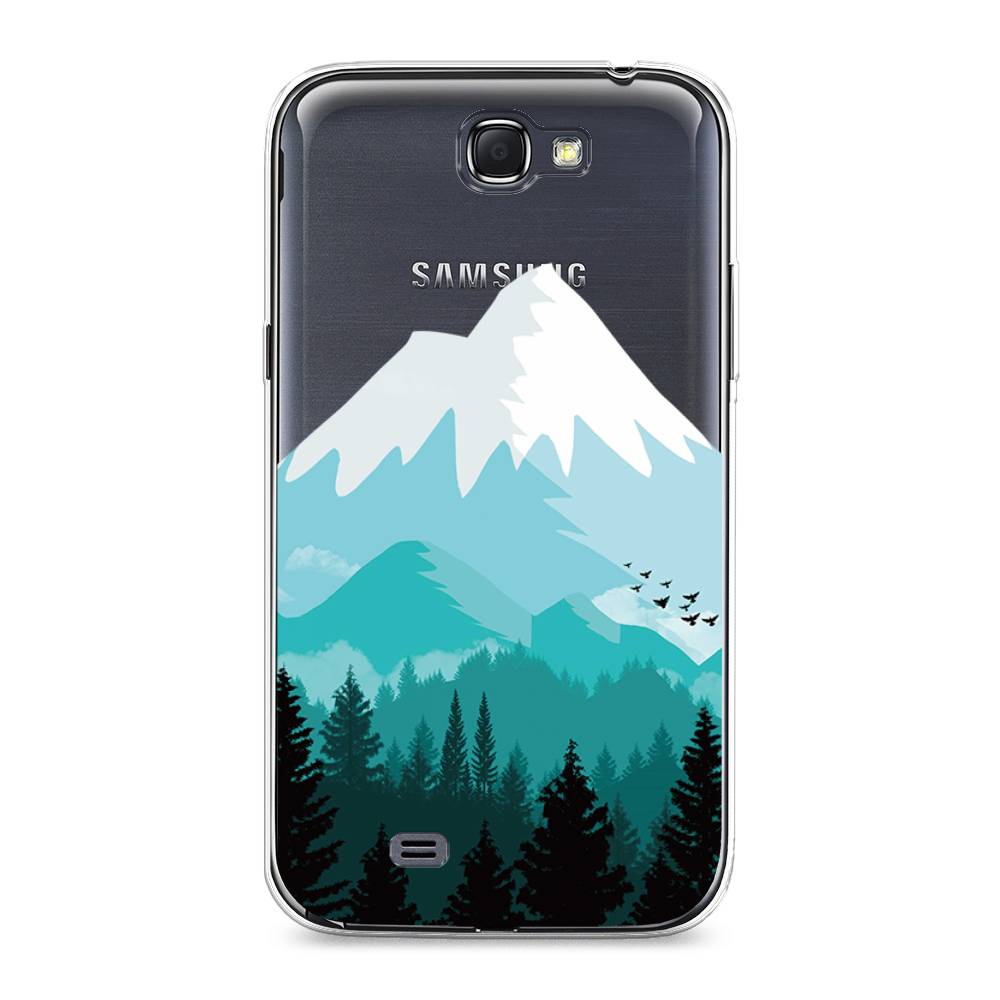 

Чехол на Samsung Galaxy Note 2 "Синяя снежная гора", Белый;голубой, 23250-2