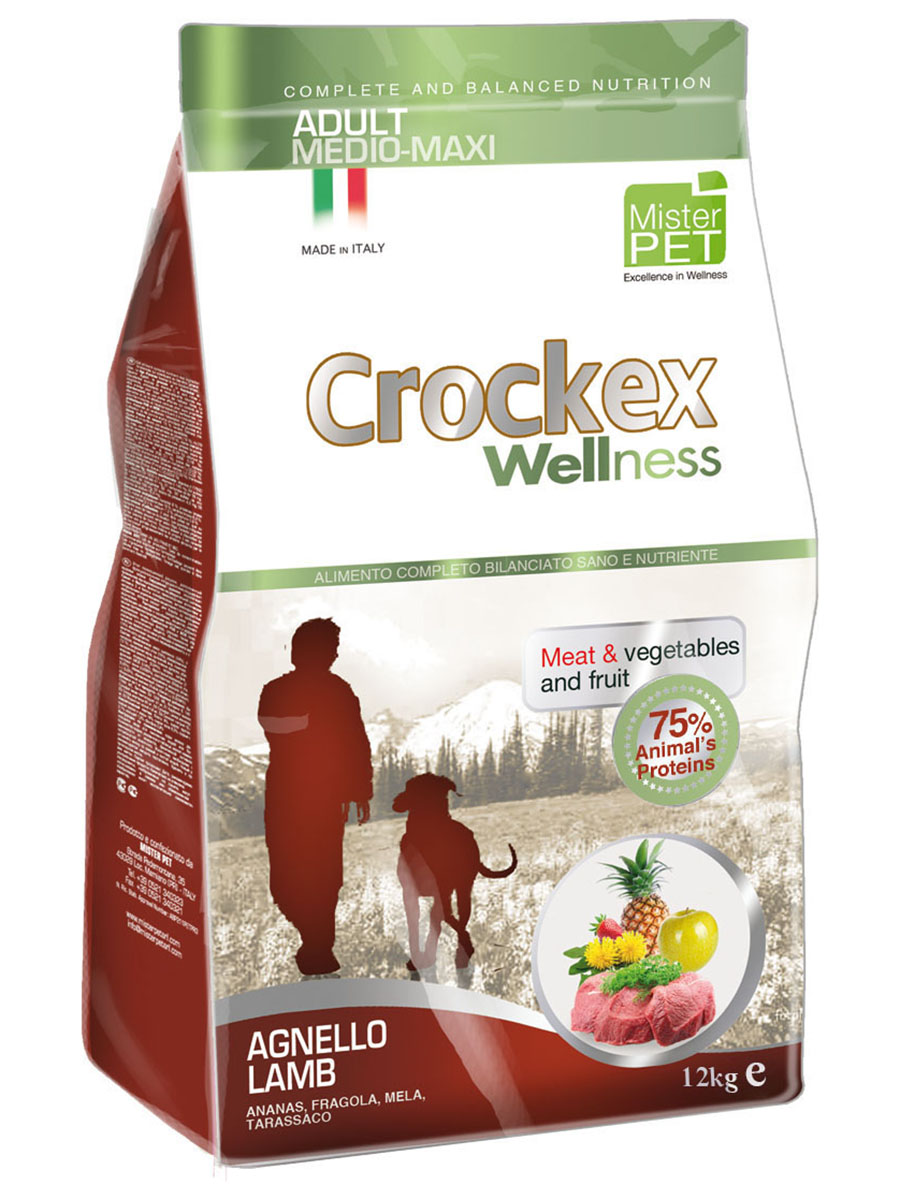 фото Сухой корм для собак crockex wellness adult medio-maxi, ягненок, рис, 12кг