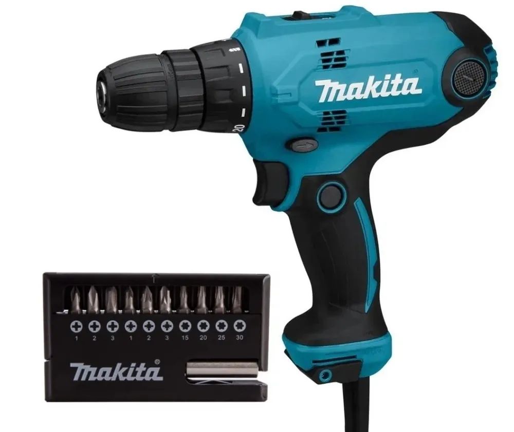 Makita DF0300X2 Дрель320ВтБЗП-10мм0-450-1500обм12кгкорнабор бит D-30651 778400₽