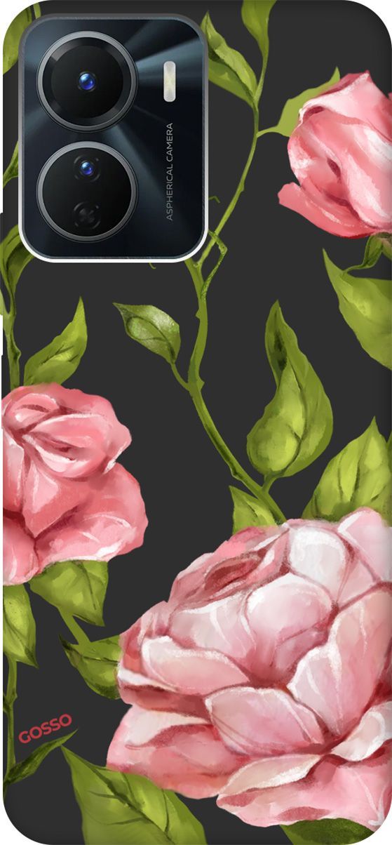 

Матовый Soft Touch Чехол на Vivo Y16 с 3D принтом "Amazing Roses" черный, Черный;зеленый, 157762