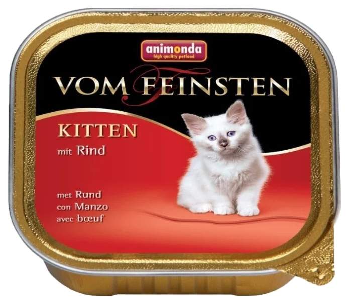 

Консервы для котят Animonda Vom Feinsten Kitten, говядина, курица, свинина, 32 шт по 100 г, Vom Feinsten Kitten