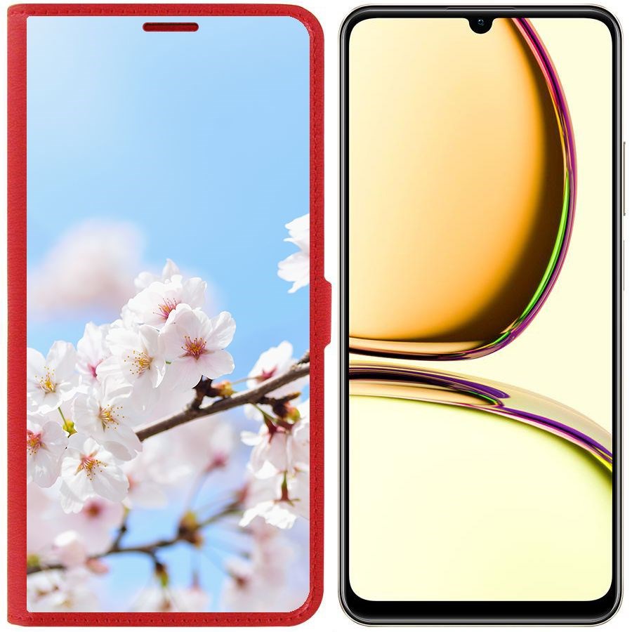 

Чехол-книжка Krutoff Eco Book для Realme C53 Цветение (красный)