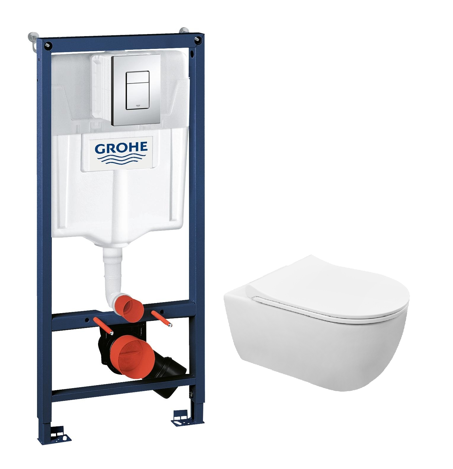 фото Комплект инсталляции grohe rapid sl + унитаз azario ferio с сиденьем + кнопка хром, 34-441