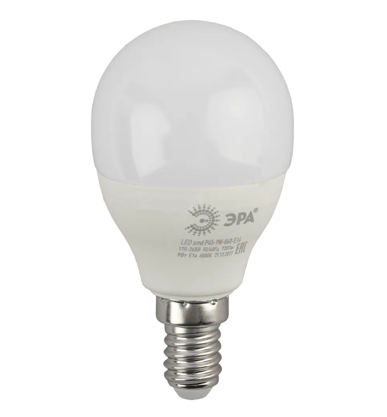 

Лампа светодиодная ЭРА LED B35-9W-860-E14 (диод. свеча. 9Вт. хол. E14)