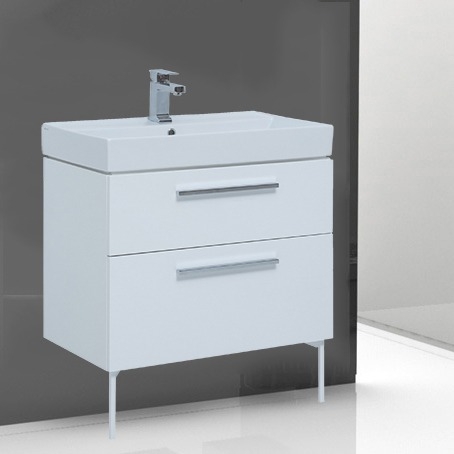 

Тумба с раковиной Aquanet Nova 75 белый глянец