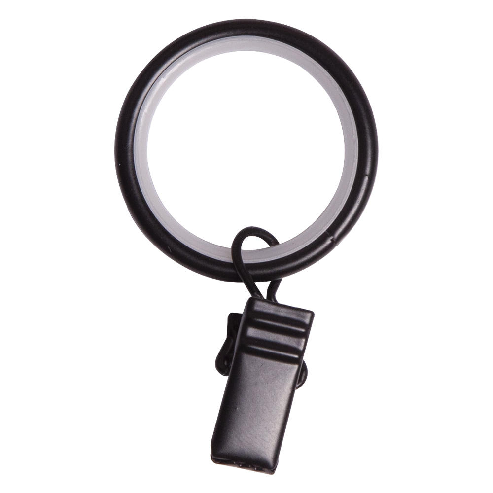 Кольцо с зажимом Токио d19 мм черный 10 шт лента для бейджа 10 мм х 80 см плотная с бегунком и с силиконовым зажимом чёрная