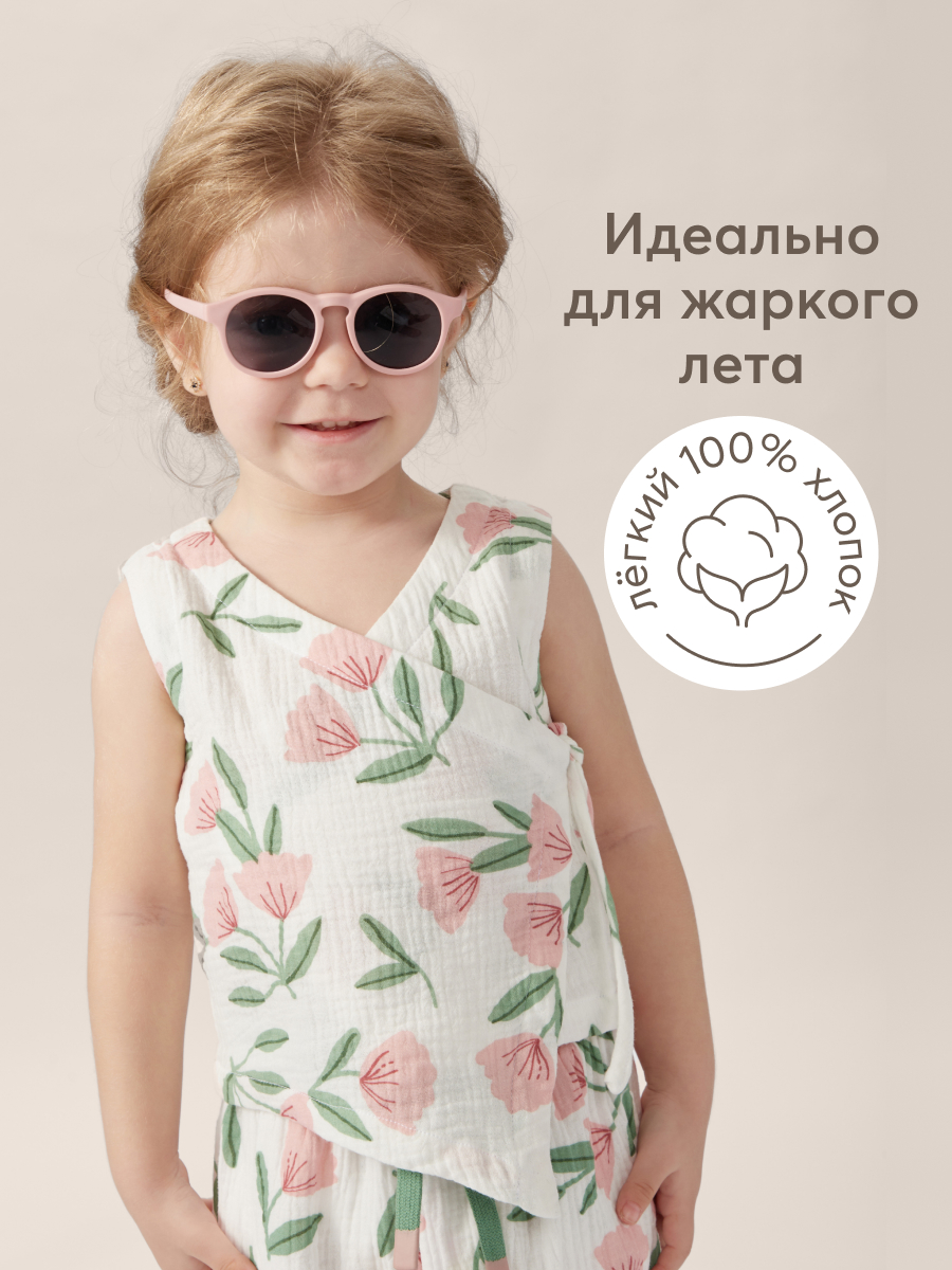

Топ детский Happy Baby 88194, pink flower, 110, Белый, 88194