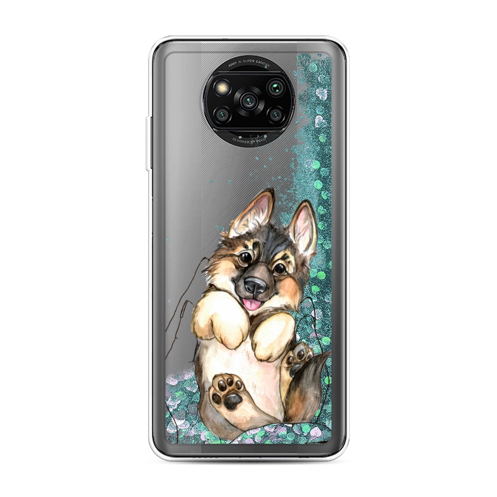 

Жидкий чехол с блестками "Овчарка в ладошках" на Xiaomi Poco X3 Pro, 310695-1
