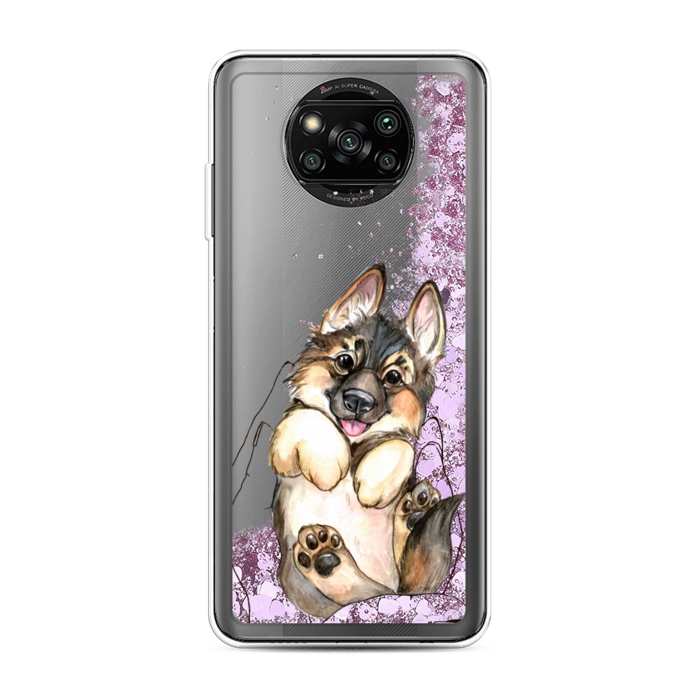 

Жидкий чехол с блестками "Овчарка в ладошках" на Xiaomi Poco X3 Pro, 310694-1