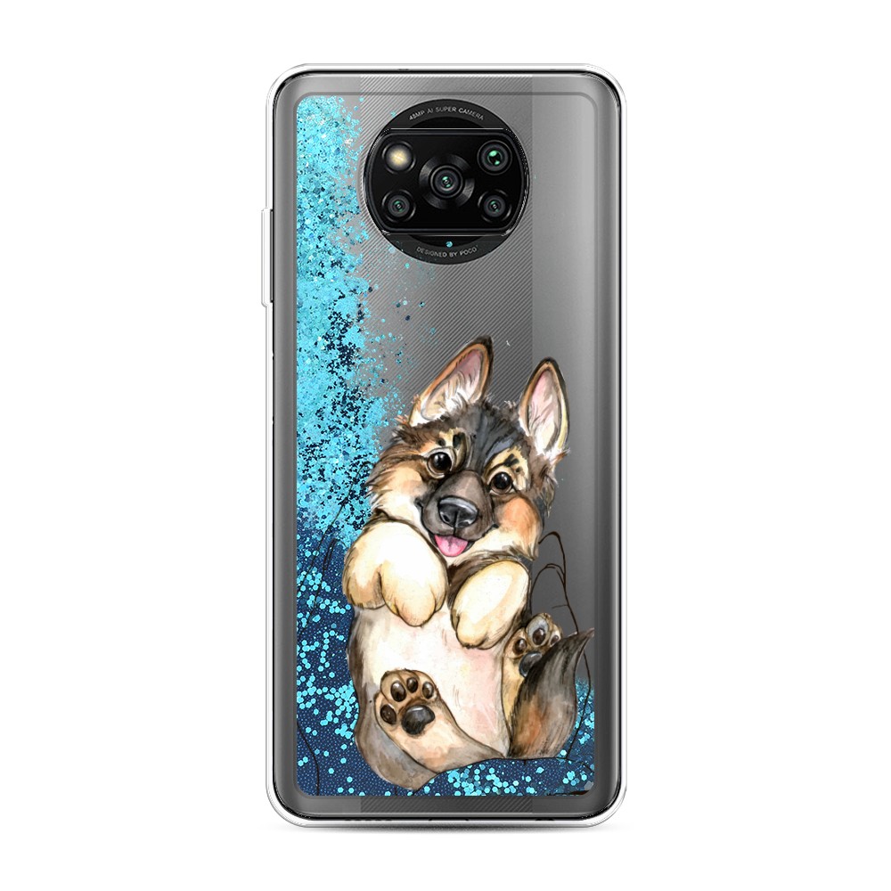 

Жидкий чехол с блестками "Овчарка в ладошках" на Xiaomi Poco X3 Pro, 310693-1