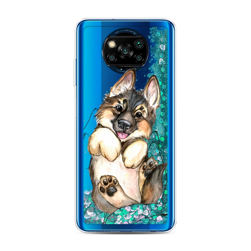 

Жидкий чехол с блестками "Овчарка в ладошках" на Xiaomi Poco X3 NFC, 39295-1