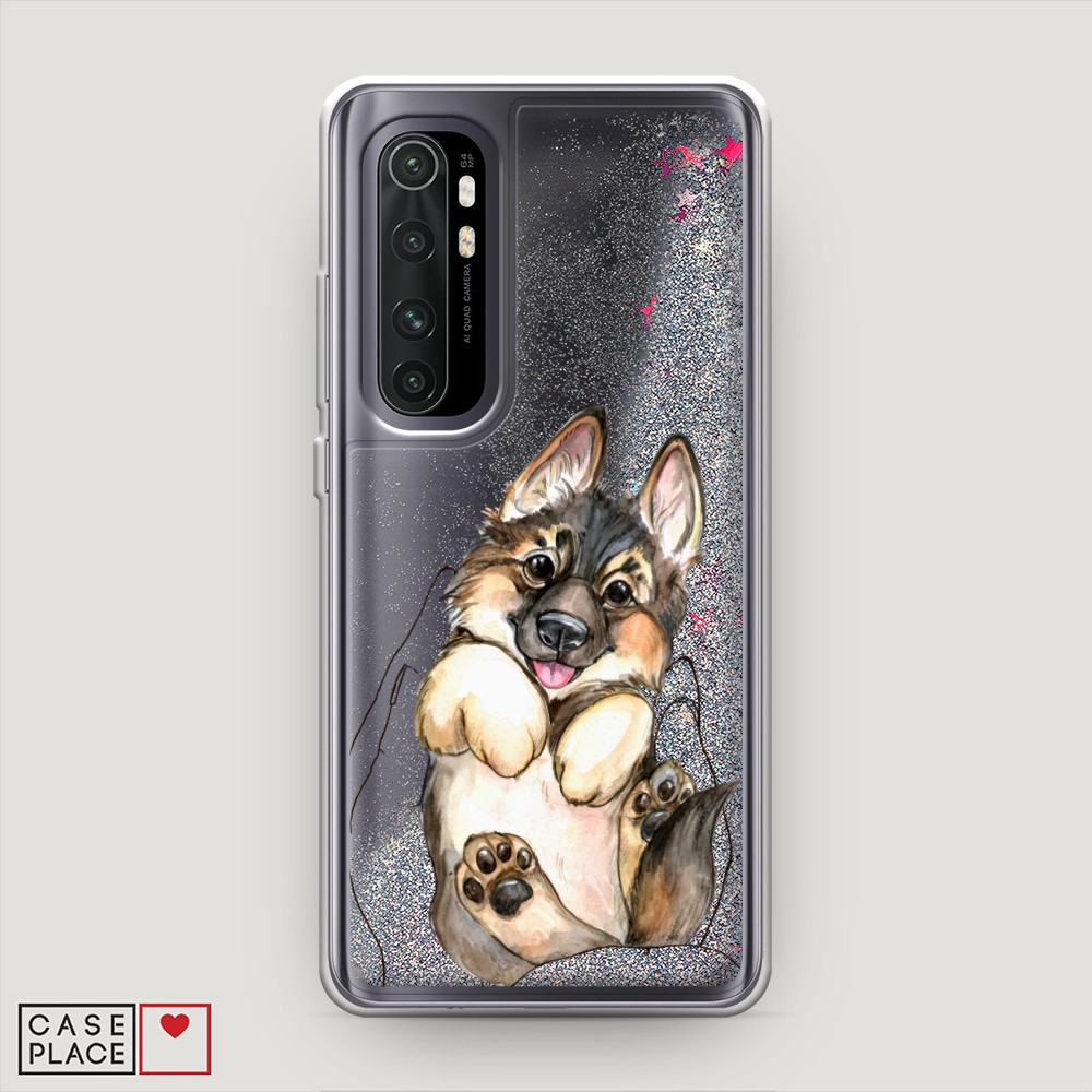 

Жидкий чехол с блестками "Овчарка в ладошках" на Xiaomi Mi Note 10 lite, 38491-1