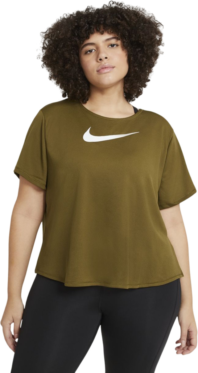 Футболка женская Nike W Swoosh Run Short-sleeve Running Top Plus Size зеленая 56-58