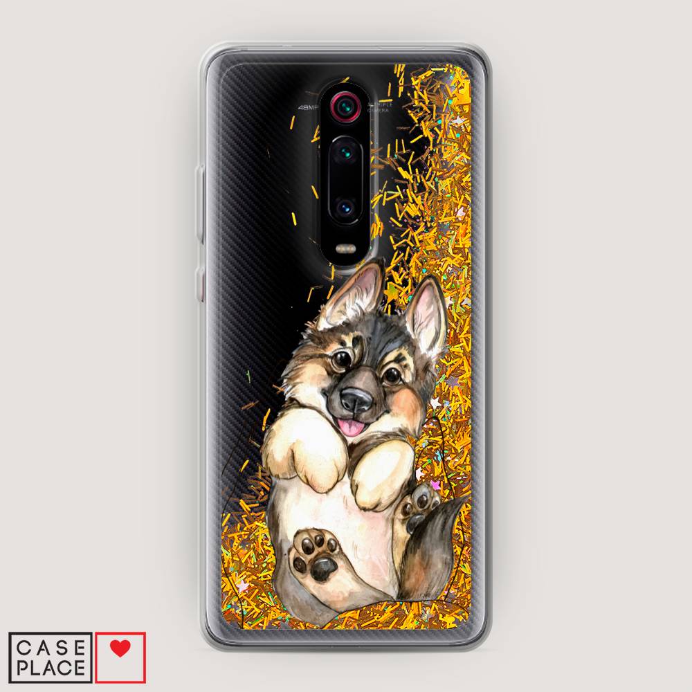 

Жидкий чехол с блестками "Овчарка в ладошках" на Xiaomi Mi 9T Pro, 35890-1