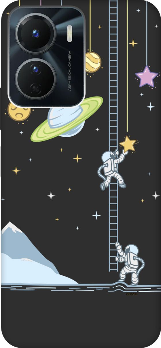 

Матовый Soft Touch Чехол на Vivo Y16 с 3D принтом "Ladder into Space" черный, Черный;белый, 157760