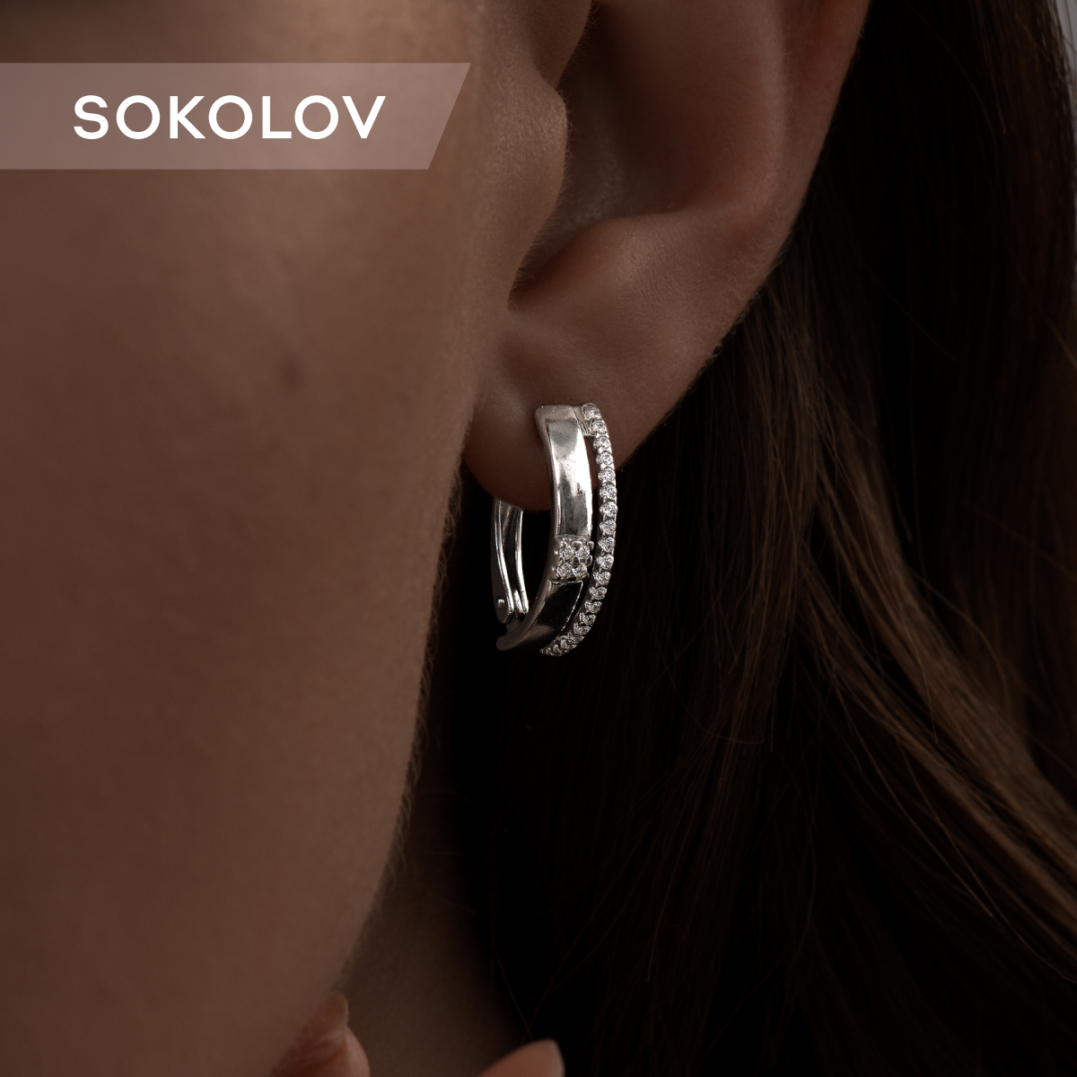 

Серьги из серебра SOKOLOV 94022368, фианит, 94022368
