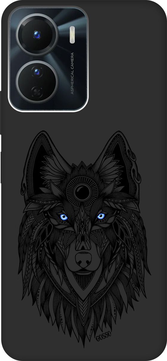 

Матовый Soft Touch Чехол на Vivo Y16 с 3D принтом "Grand Wolf" черный, Черный;голубой, 157760