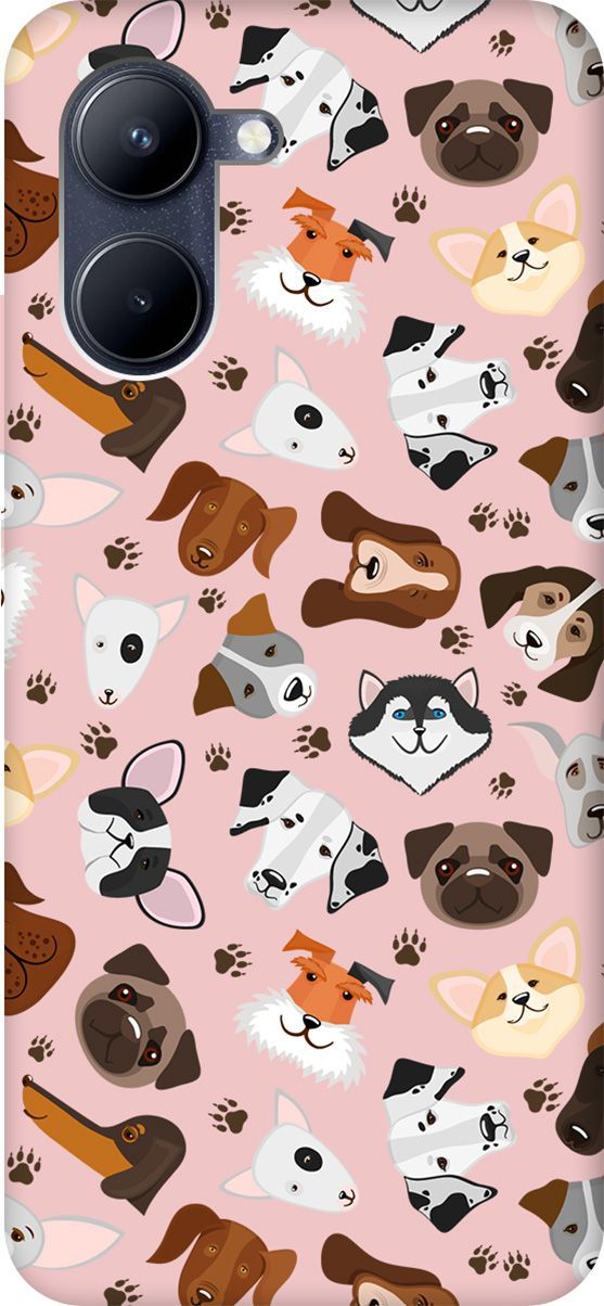 

Чехол на Realme C33 "Dogs Pattern" розовый, Розовый;коричневый, 1577200