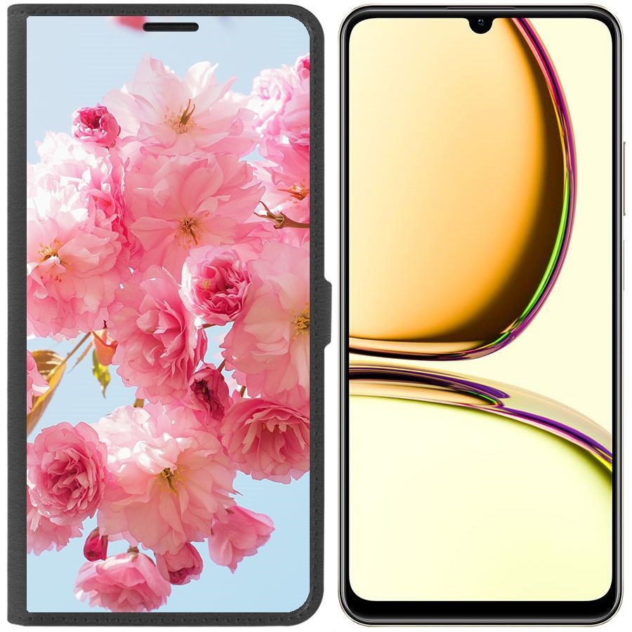 

Чехол-книжка Krutoff Eco Book для Realme C53 Сакура (черный)