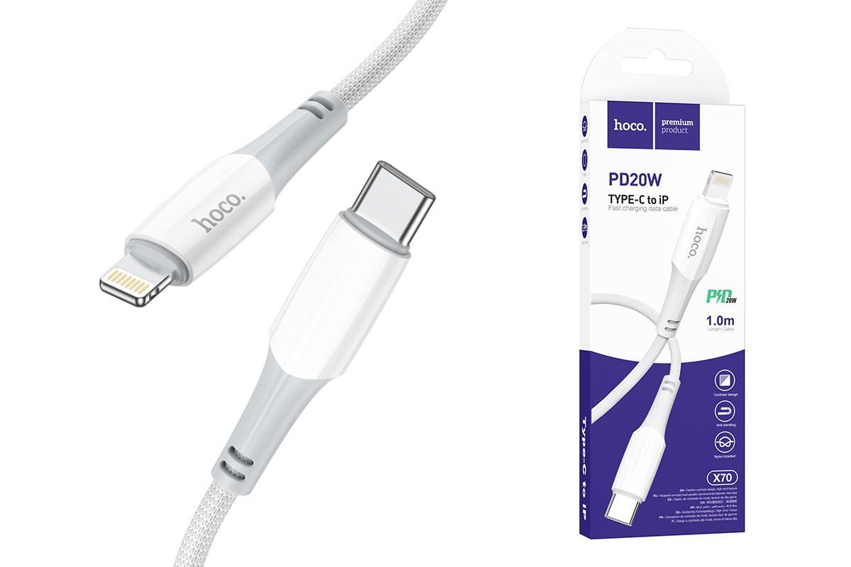 USB-кабель Hoco X70 1 метр для iPhone 5/6 белый
