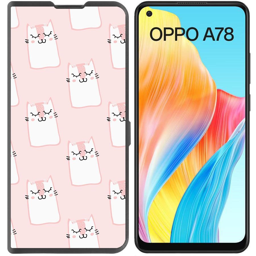 

Чехол-книжка Krutoff Eco Book для Oppo A78 4G Котики паттерн (черный)