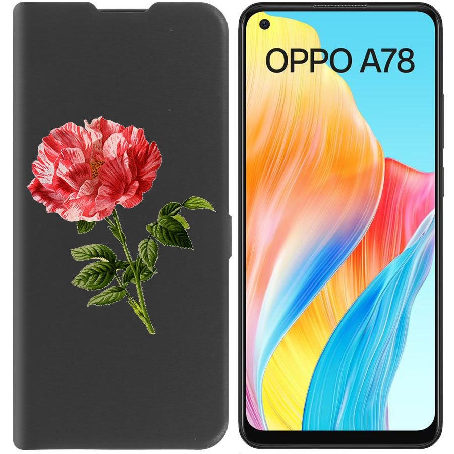 

Чехол-книжка Krutoff Eco Book для Oppo A78 4G Рисованная роза (черный)