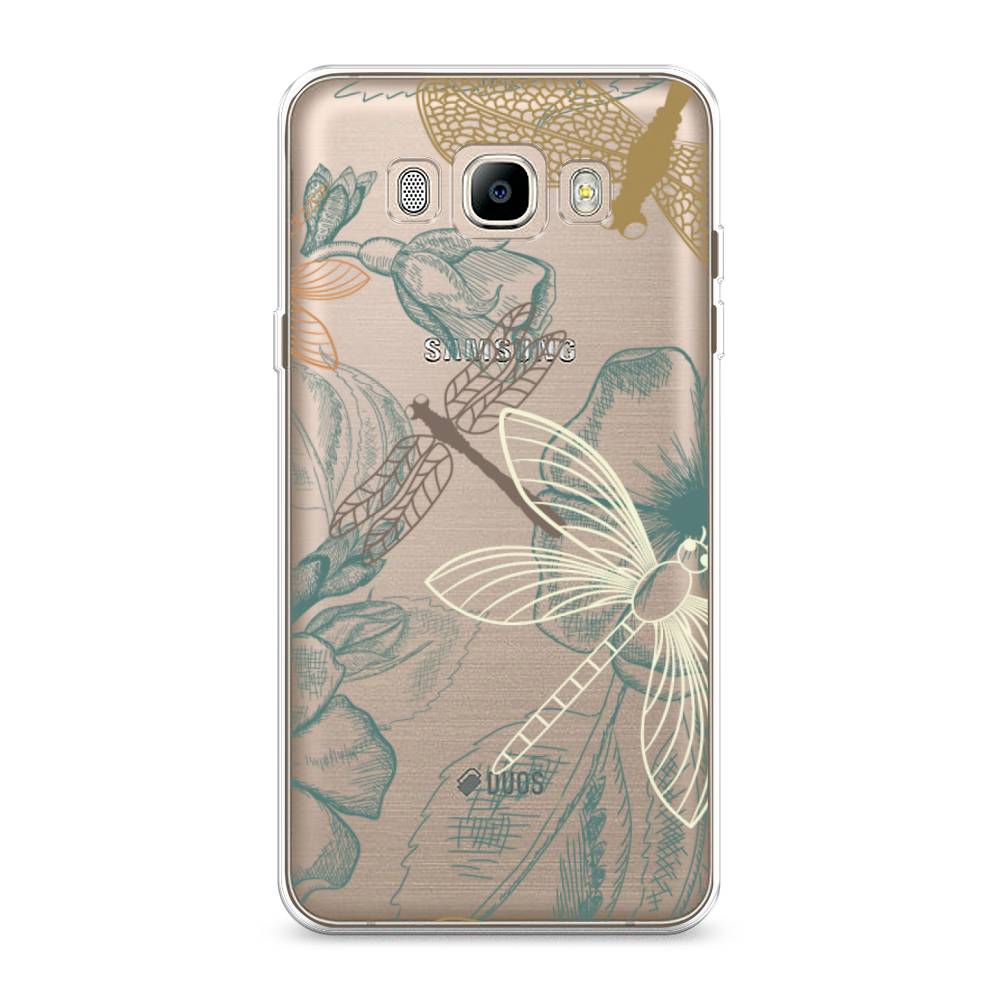 

Чехол Awog на Samsung Galaxy J7 2016 / Самсунг J7 2016 "Тени стрекоз", Коричневый;зеленый;белый, 23050-8