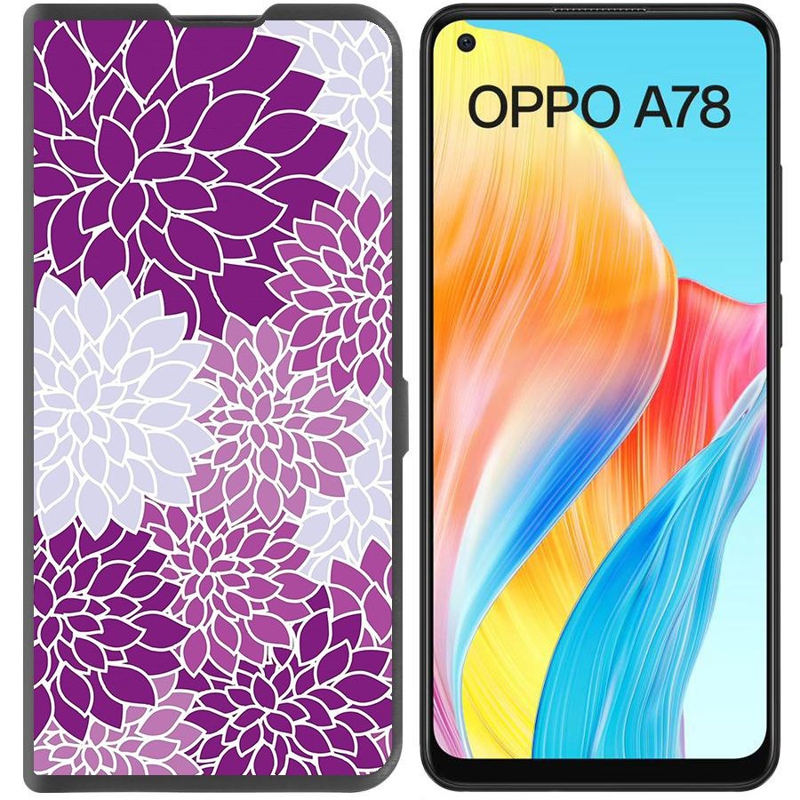

Чехол-книжка Krutoff Eco Book для Oppo A78 4G Цветочный паттерн 2 (черный)