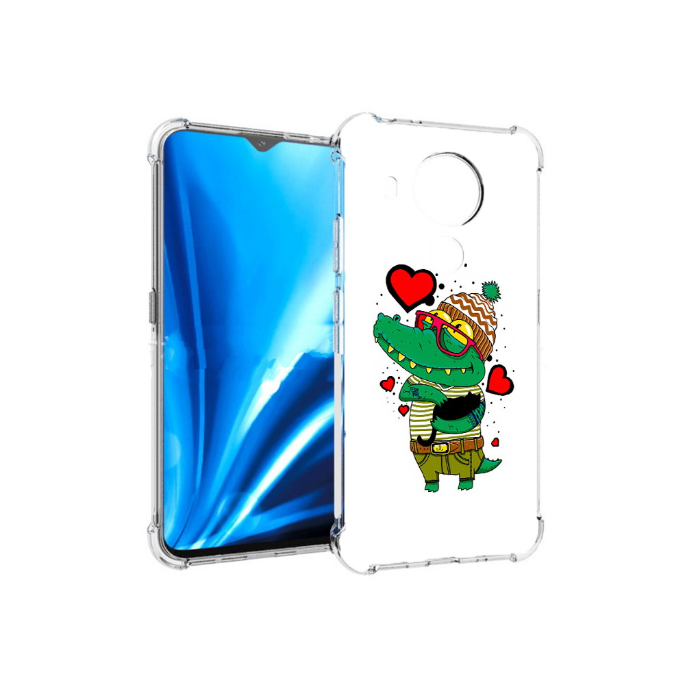 

Чехол MyPads Tocco для Nokia 5.4 Влюбленный крокодил (PT156621.100.48), Прозрачный, Tocco