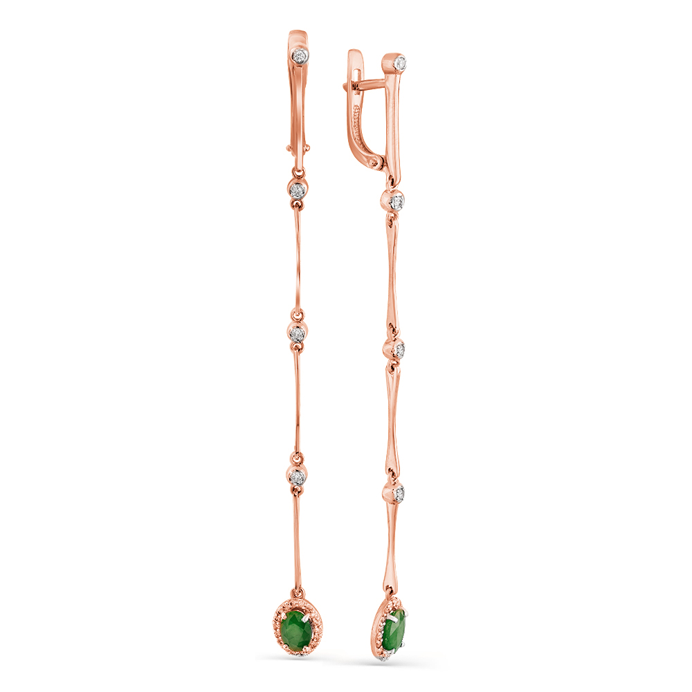 

Серьги из красного золота с изумрудом, бриллиантом Master Brilliant 2-107-620-01, 2-107-620-01