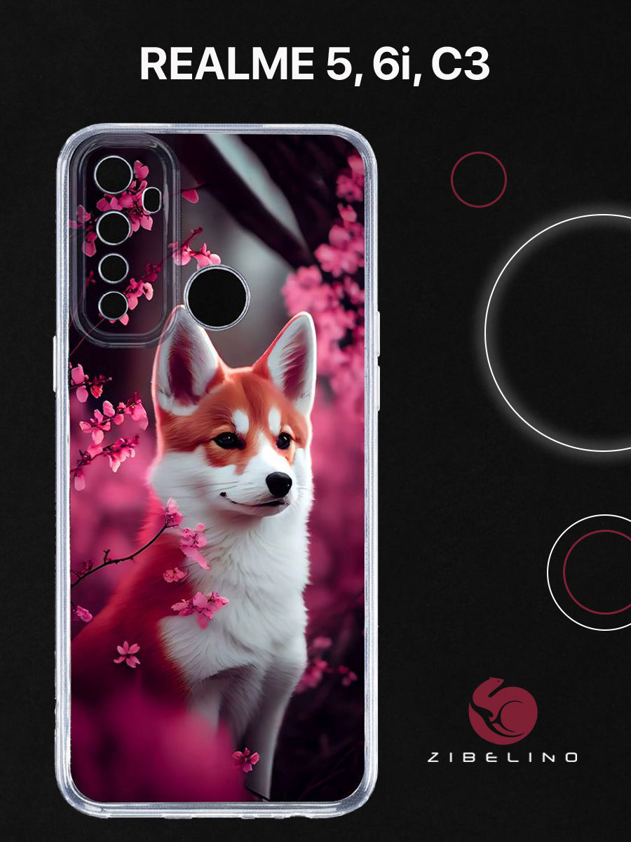 

Чехол для Realme 5, Realme 6i, Realme C3 с принтом АКИТА, Прозрачный, ZUTCP-RLM-5-TRN