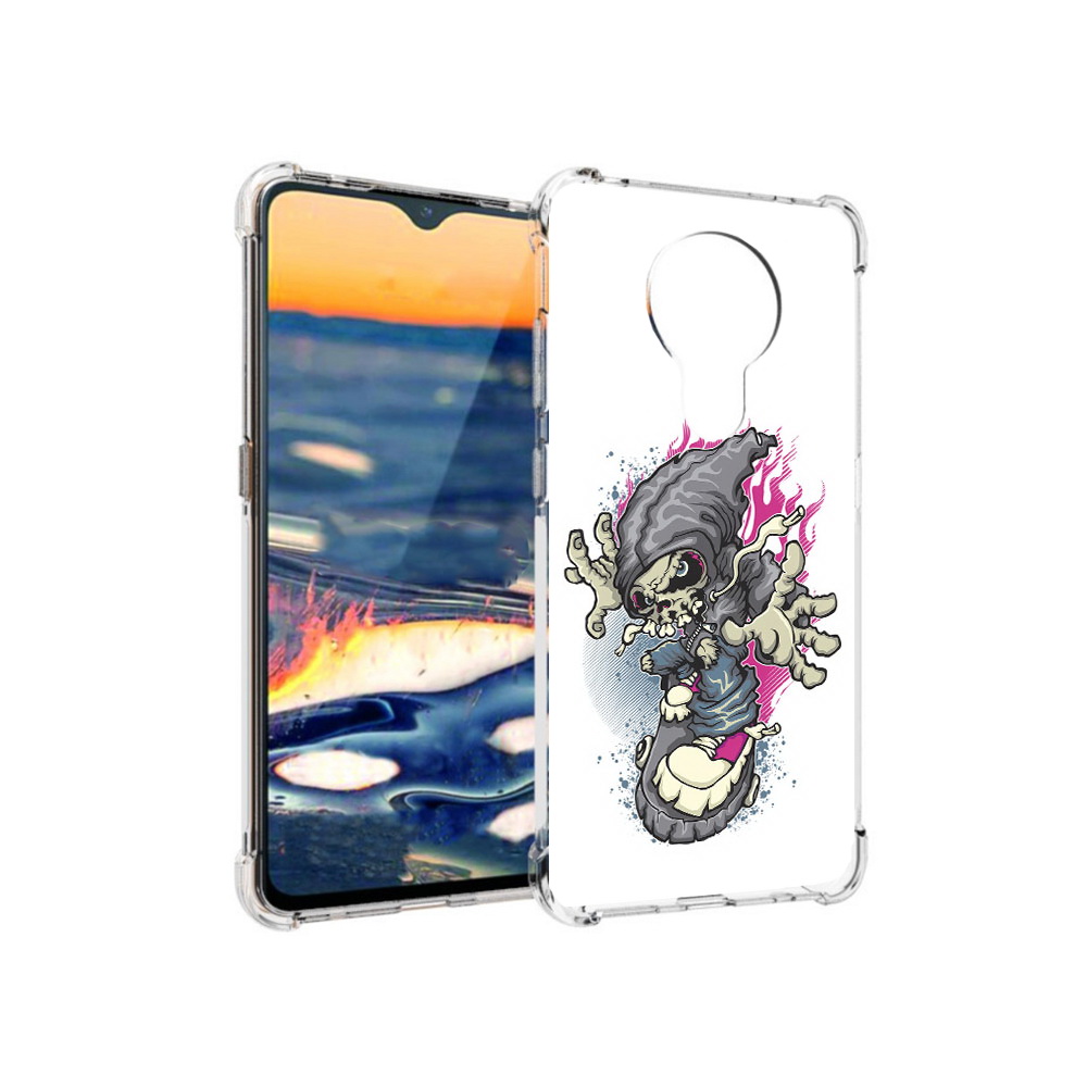 

Чехол MyPads Tocco для Nokia 5.3 нарисованный скелет на скейт борде (PT227052.106.512), Прозрачный, Tocco