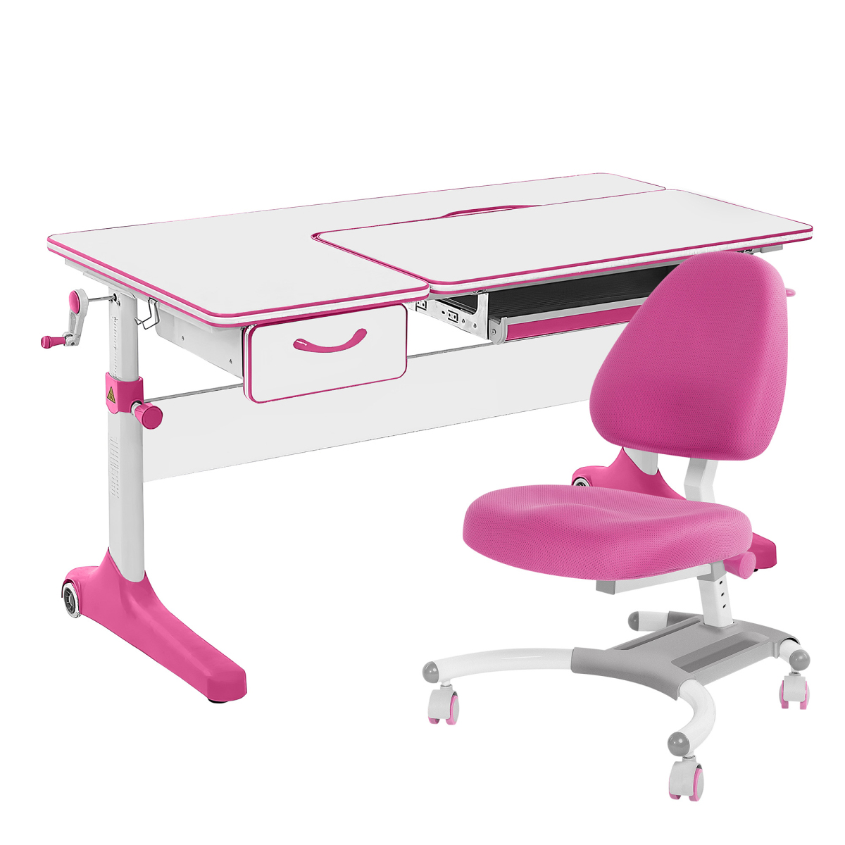Комплект Anatomica парта Uniqa Lite белый, розовый с розовым креслом Figra