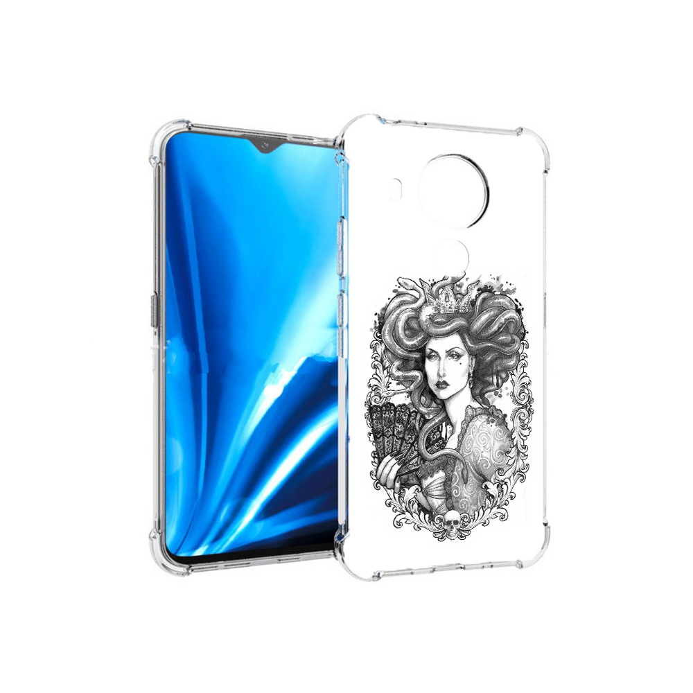 

Чехол MyPads Tocco для Nokia 5.4 медуза черно белый (PT156621.100.472), Прозрачный, Tocco