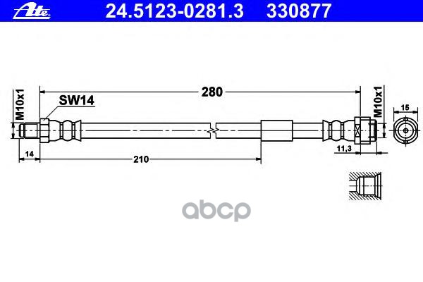 Шланг Тормозной Задний Ate 245123-02813 Ate арт 245123-02813 2180₽